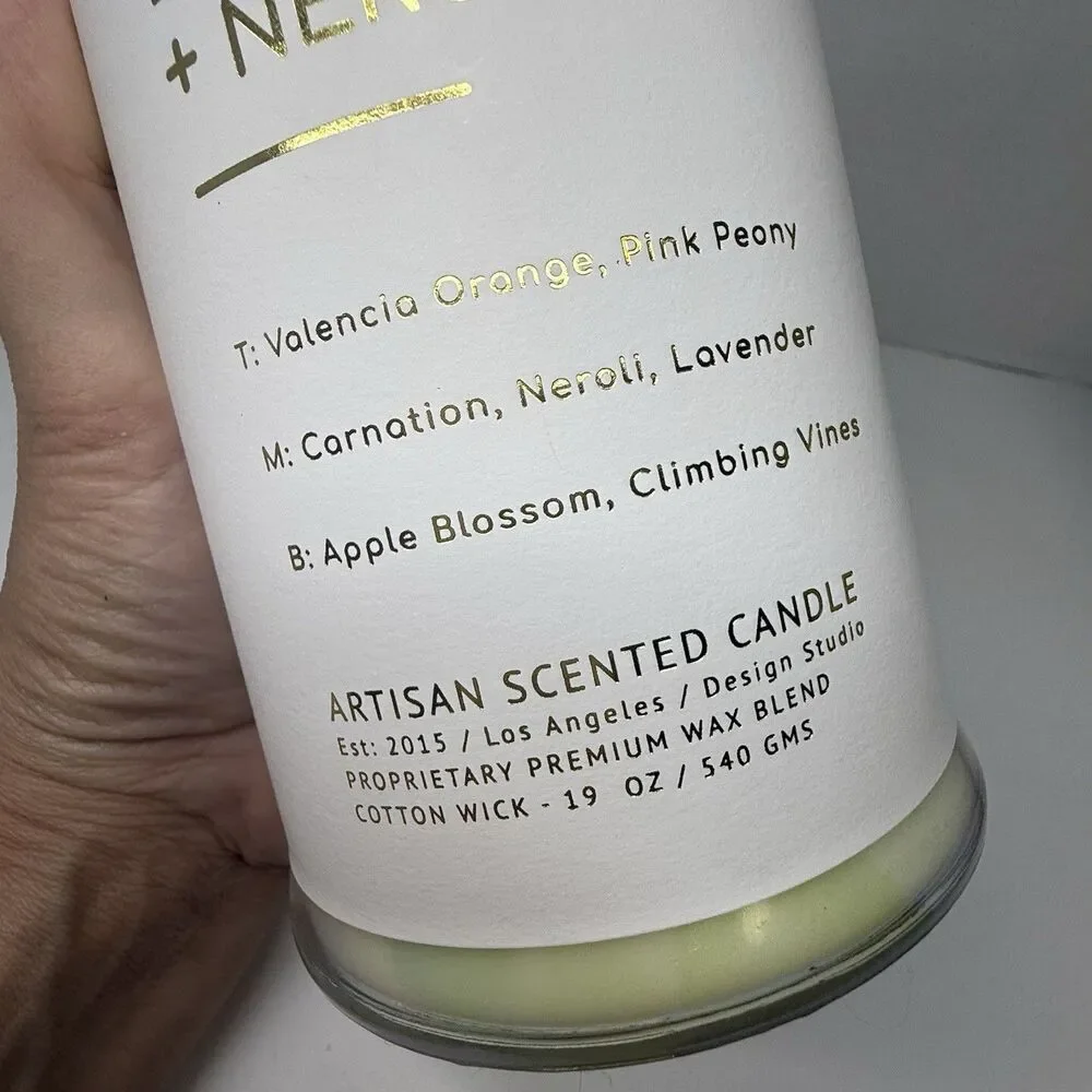Lavender + Neroli Premium Wax Blend Artisan Candle 19 Oz Lidded Glass New